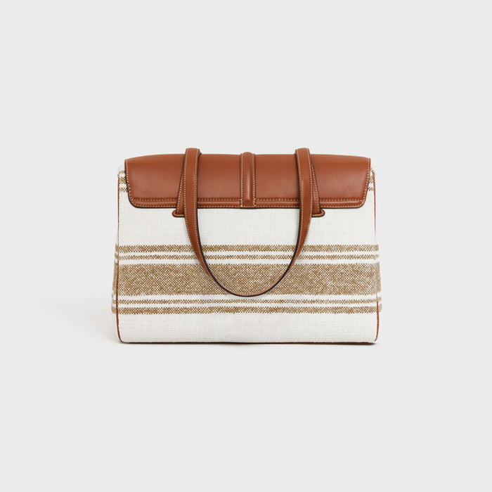 CELINE Medium 16 Soft Bag in STRIPED TEXTILE AND CALFSKIN