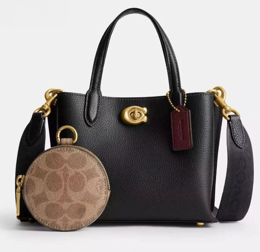 COACH Willow Tote Bag 18 with pouch Black Multi CW549 Outlet NEW