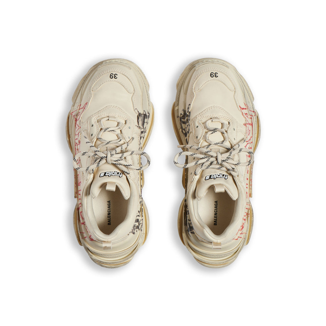 Balenciaga Men's Triple S Sneaker Diy Metal in White/red/black