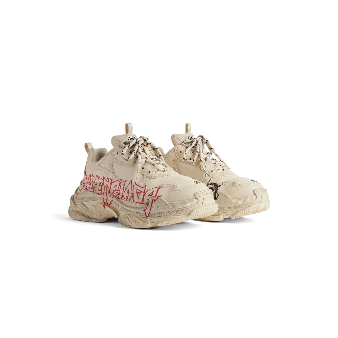 Balenciaga Men's Triple S Sneaker Diy Metal in White/red/black