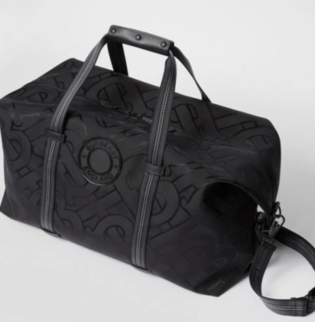Burberry Monogram Recycled Polyester Jacquard Holdall in Black